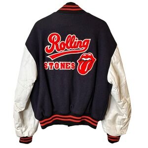 Vintage Rolling Stones 1994 World Tour Wool Leather Letterman Jacket Large
